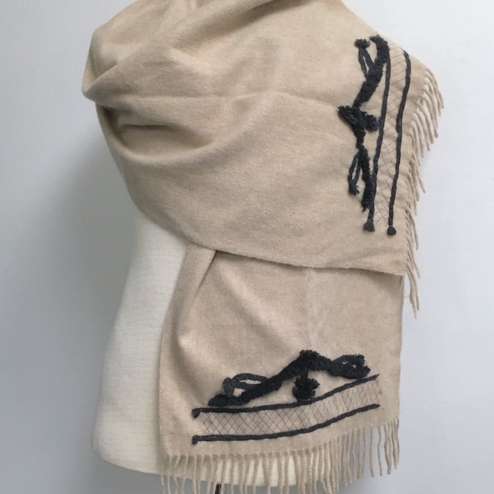 Clements Ribeiro cashmere shawl wrap scarf made in Scotland  72"